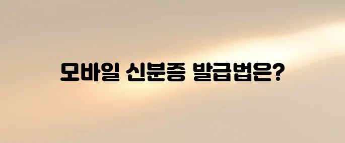 정부24 모바일 신분증 발급 방법 가이드