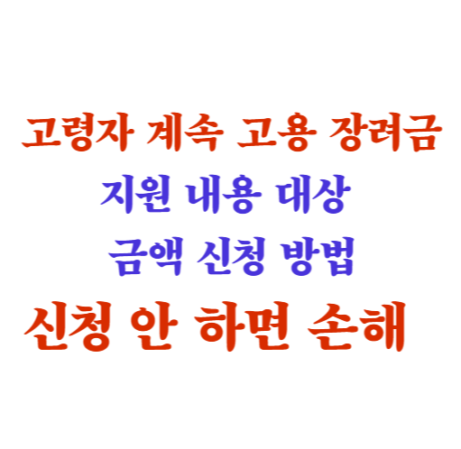 고령자 계속 고용 장려금 지원 내용 대상 금액 신청 방법, 신청 안 하면 손해