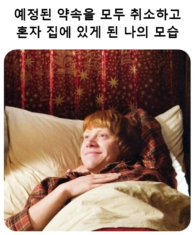 예정된 약속을 모두 취소하고
혼자 집에 있게 된 나의 모습