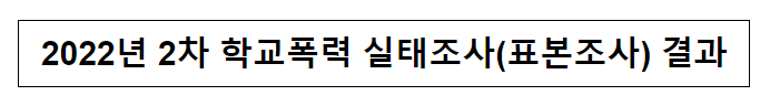  2022년 2차 학교폭력 실태조사(표본조사) 결과