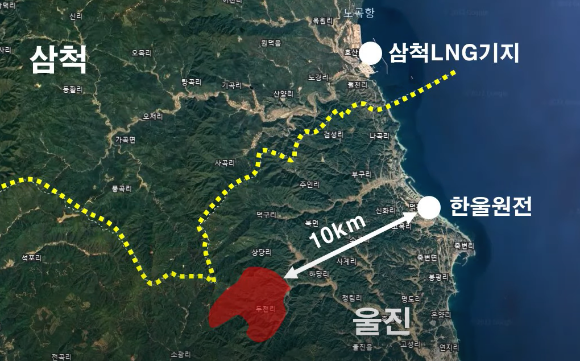 울진군-산불-발화지점-삼척LNG기지-위치확인-지도