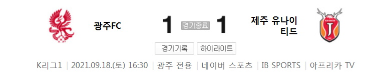  30라운드 K리그1 - 광주 대 제주 (2021년 시즌 축구 경기 하이라이트)