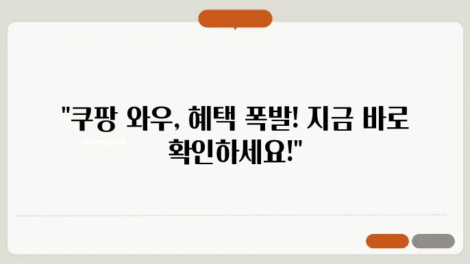 쿠팡 와우 멤버십 혜택 가격 안내
