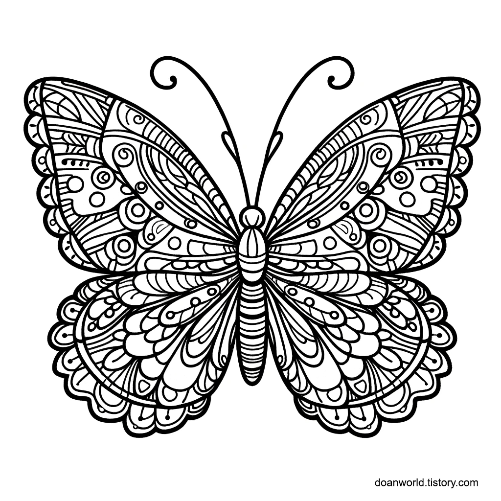 나비 만다라 색칠공부 도안
