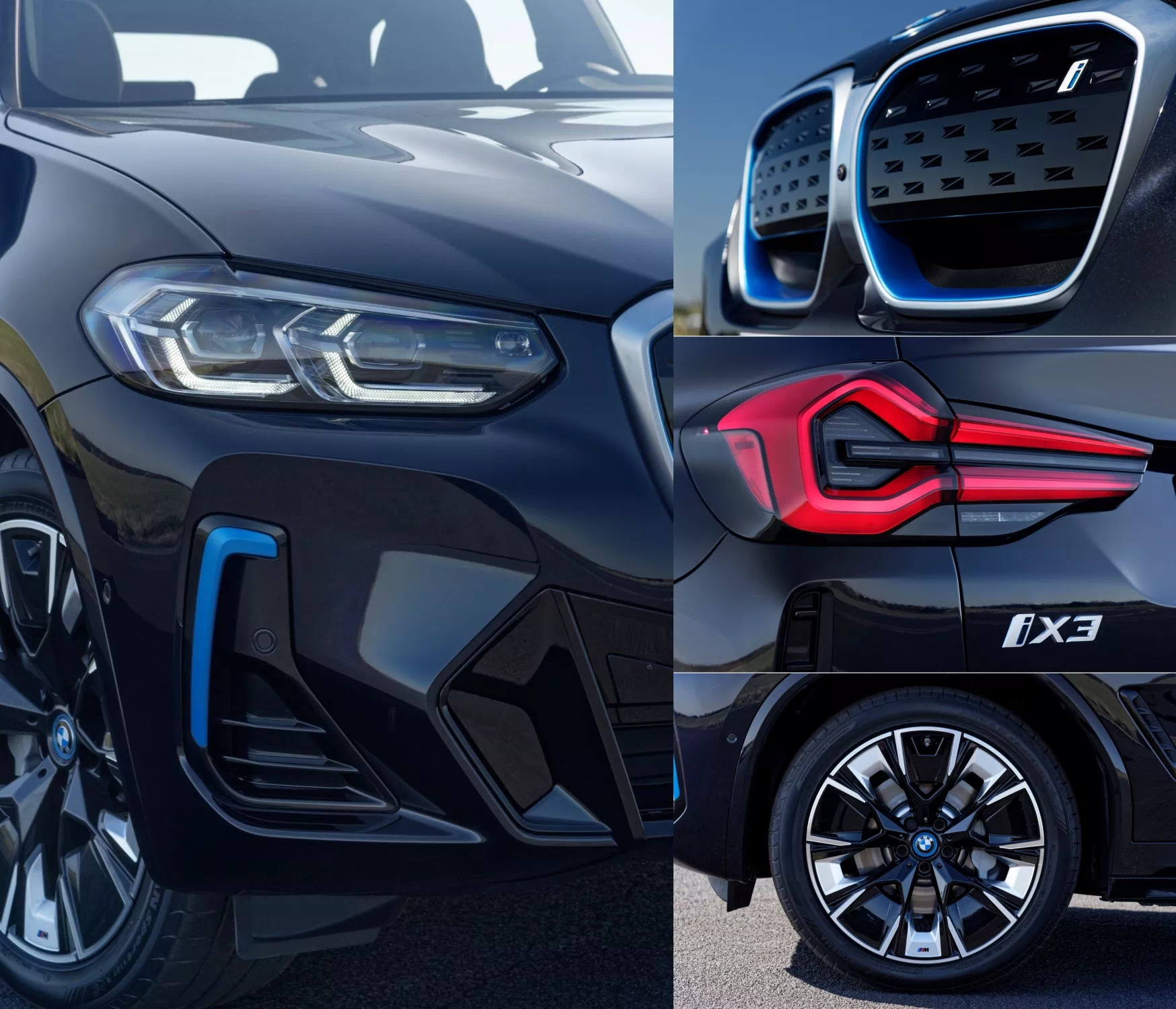 더 뉴 BMW iX3 외장 디자인 주요 변경점을 한 이미지에 모았습니다.