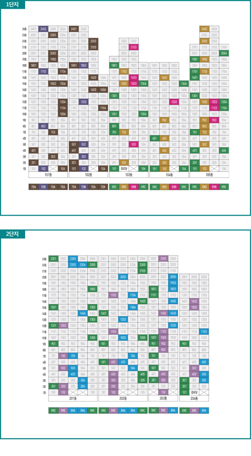 광주탄벌 서희스타힐스 동호수배치도