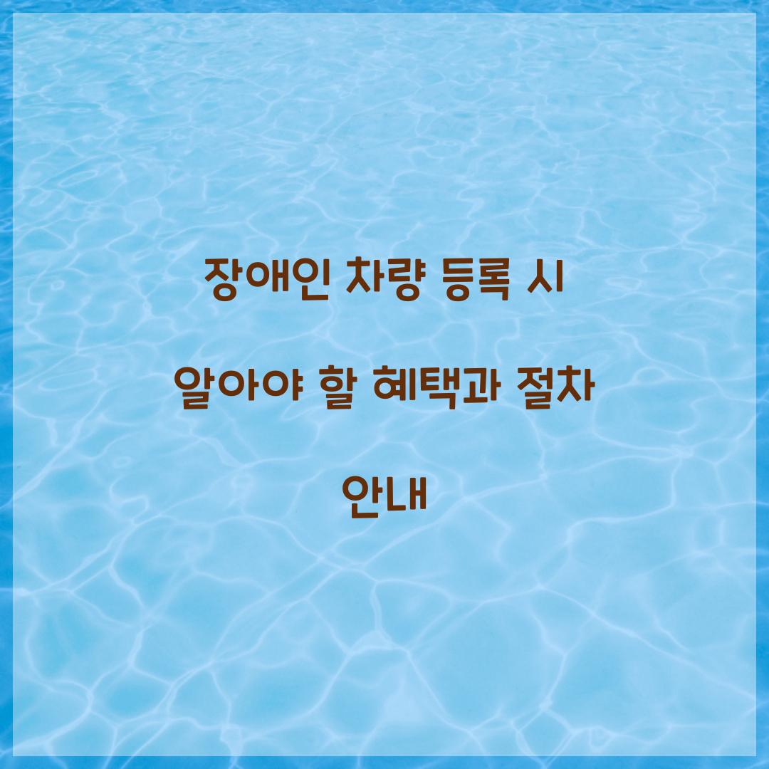 장애인 차량 등록