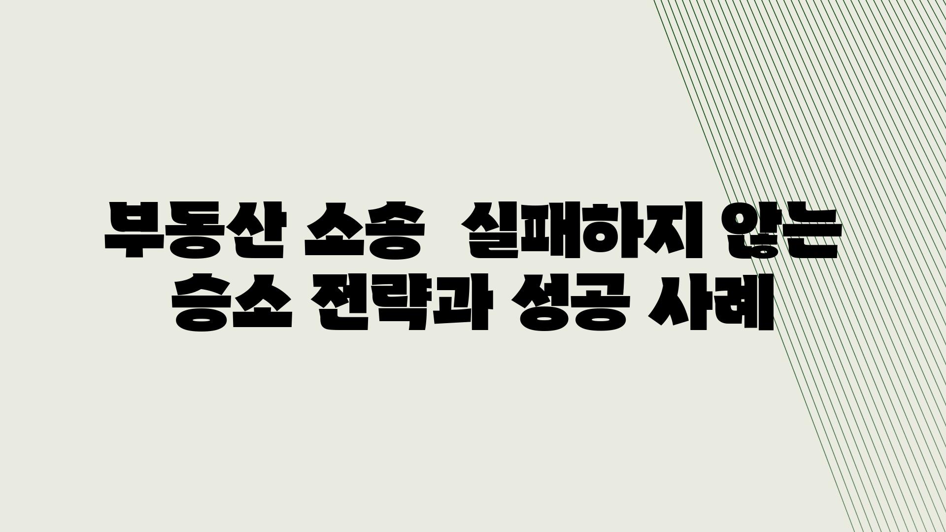 부동산 소송  실패하지 않는 승소 전략과 성공 사례