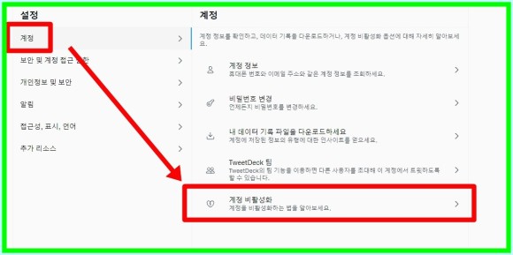 ●계정 비활성화가 우선? 트위터 탈퇴는 8
