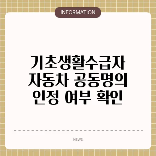 기초생활수급자 자동차 공동명의 인정 여부 확인