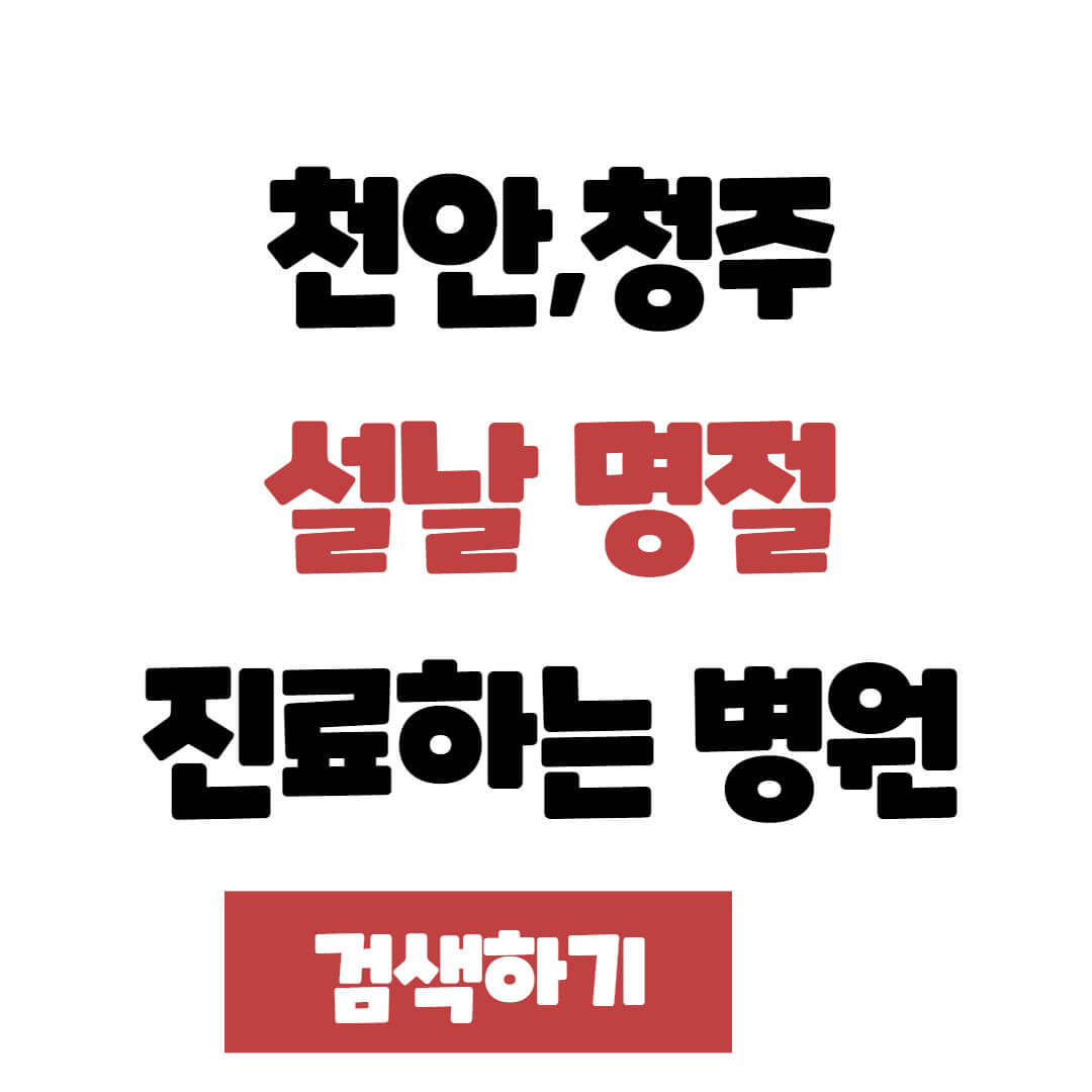 천안 청주 설날 명절 연휴 진료 병원, 약국, 응급실 찾는 방법