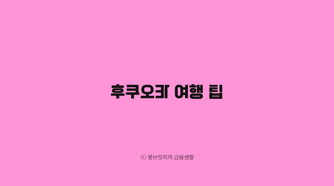 후쿠오카 여행 팁