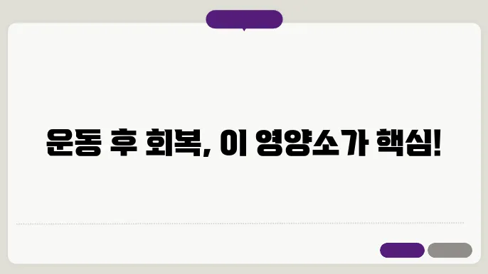 운동 후 회복을 위한 최적의 영양소