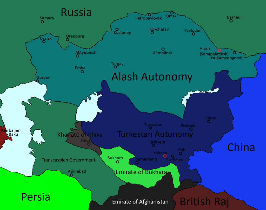 러시아로부터 독립을 선포한 투르키스탄 국가들