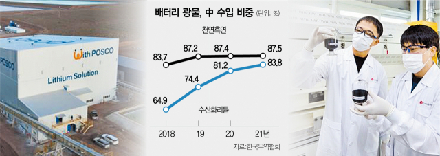 배터리 광물 수입비중