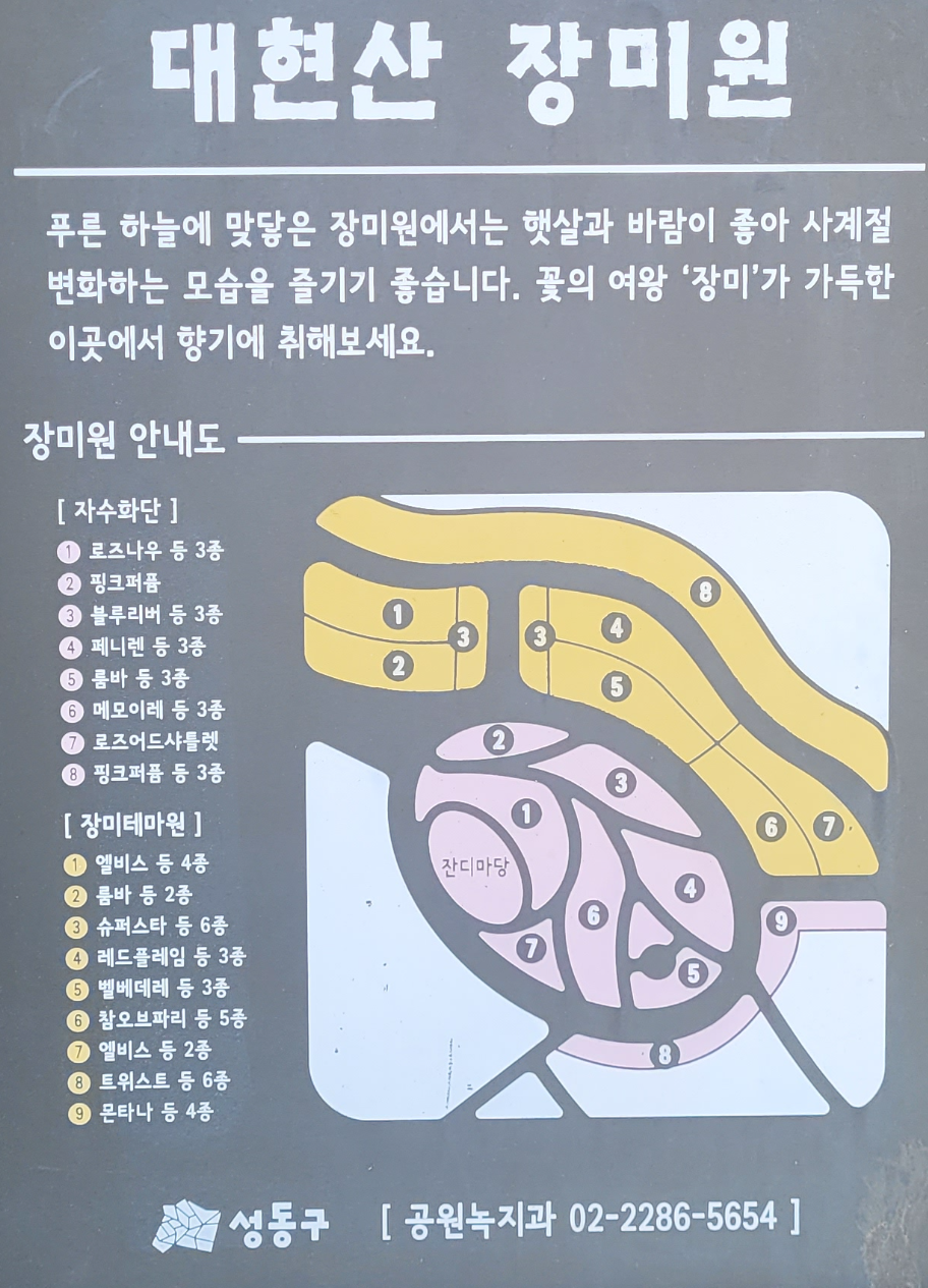 대현산 장미원 안내도