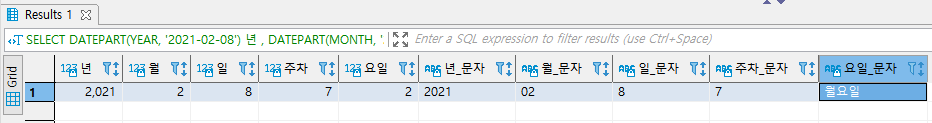  [MSSQL] 날짜데이터에서 정보 추출하기