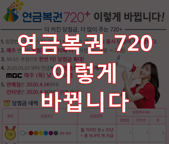  연금복권 720+ 업그레이드  (1등 당첨금액이 올라갔습니다!)