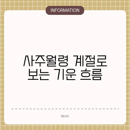 사주월령 계절로 보는 기운 흐름