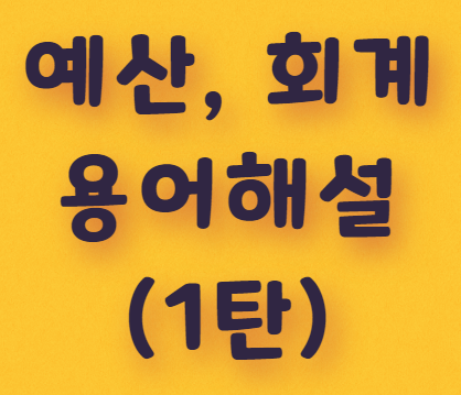  예산, 회계 용어해설(1탄)