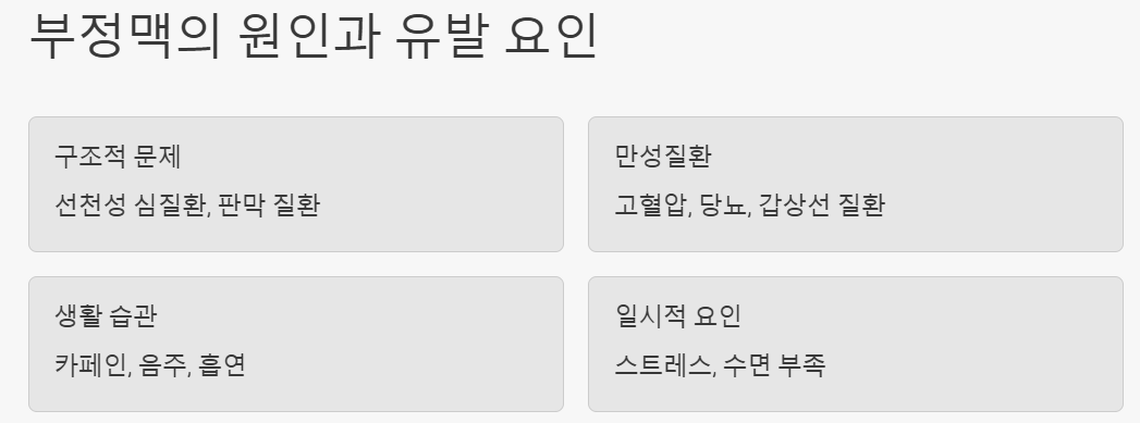 부정맥의 원인과 유발 요인 예시