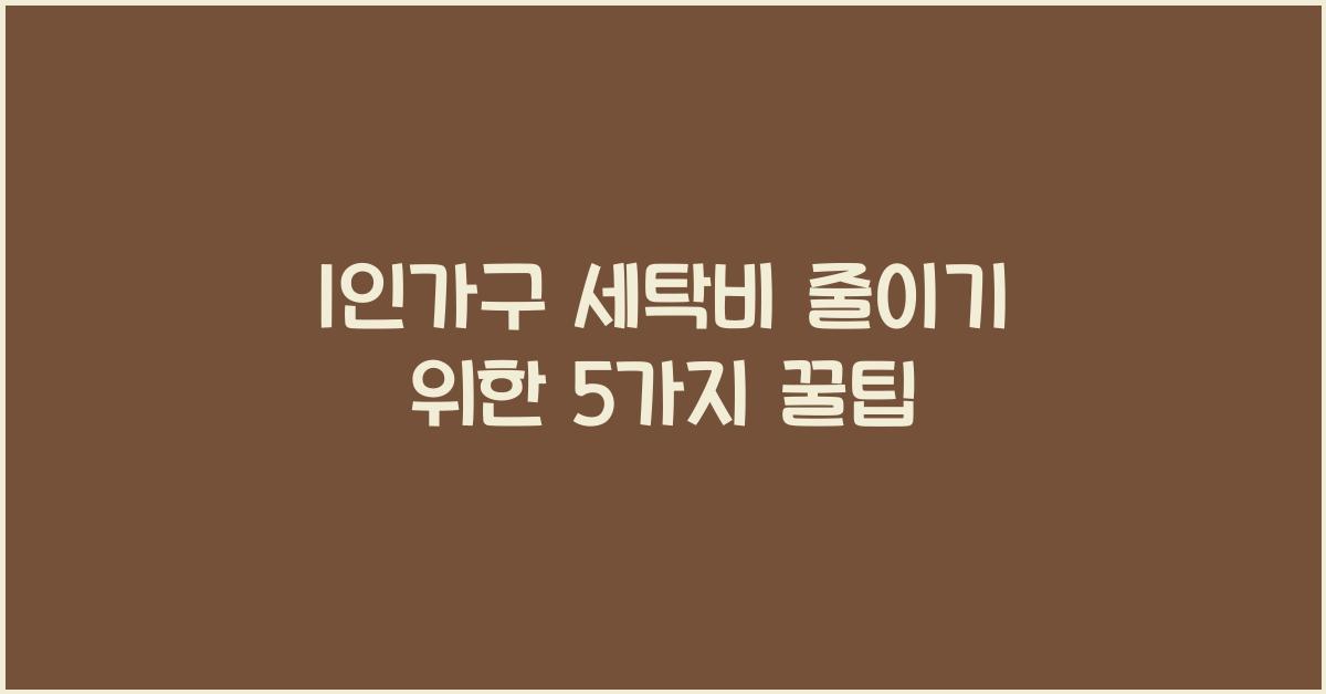 1인가구 세탁비 줄이기