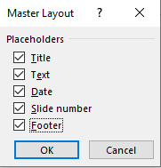 마스터 레이아웃 대화 상자