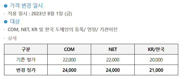 가비아-도메인-가격-인상