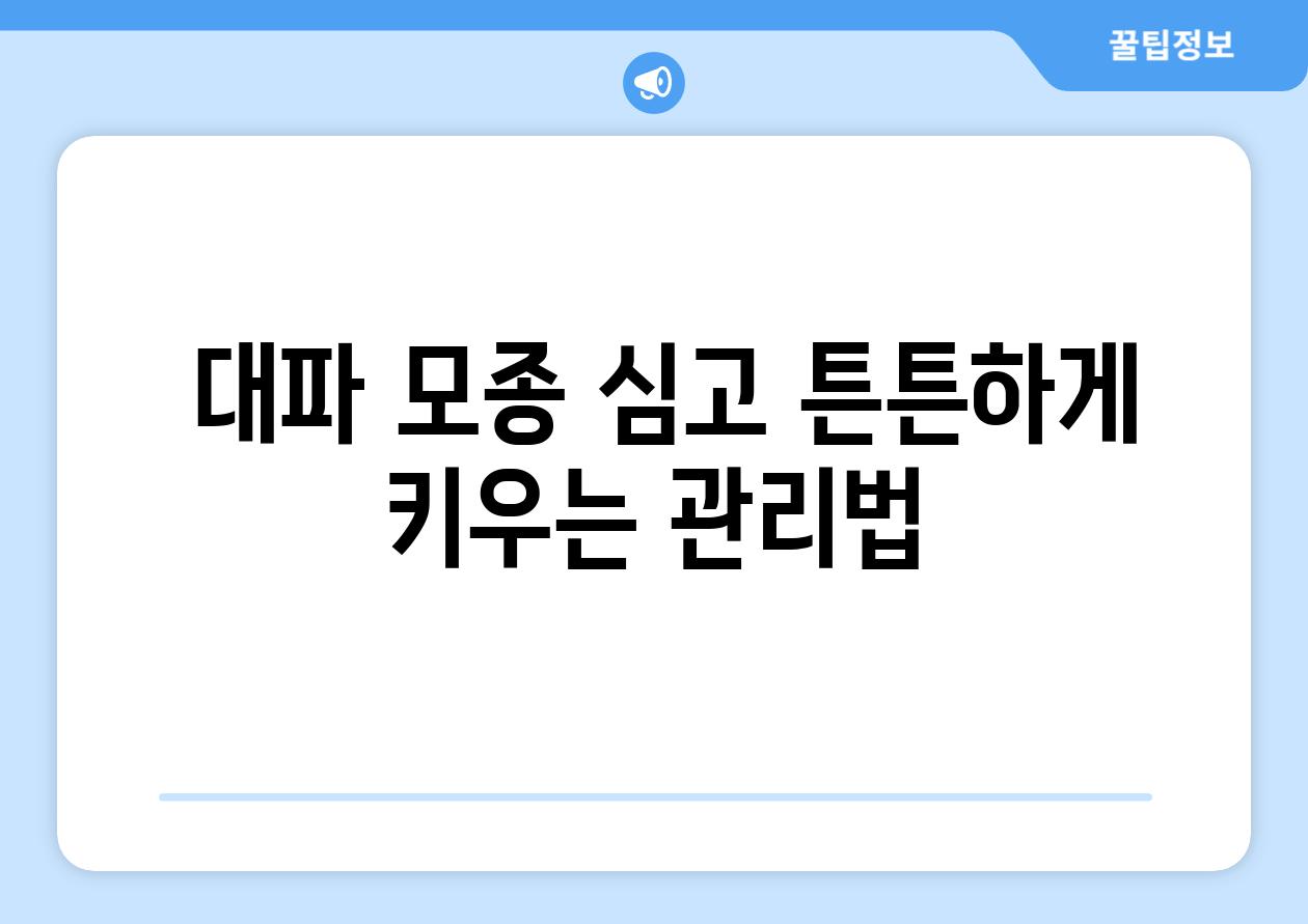 대파 모종 심고 튼튼하게 키우는 관리법