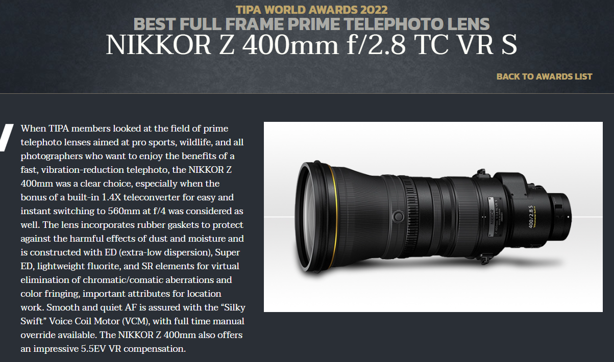 니코르 Z 400mm f/2.8 TC VR S