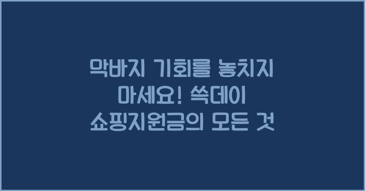 쓱데이 쇼핑지원금