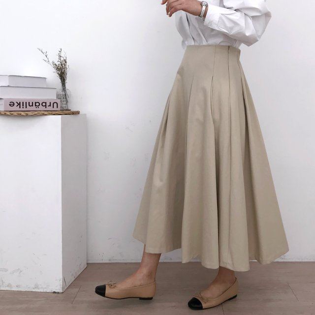 레이첼 플레어 뒷밴딩 롱스커트