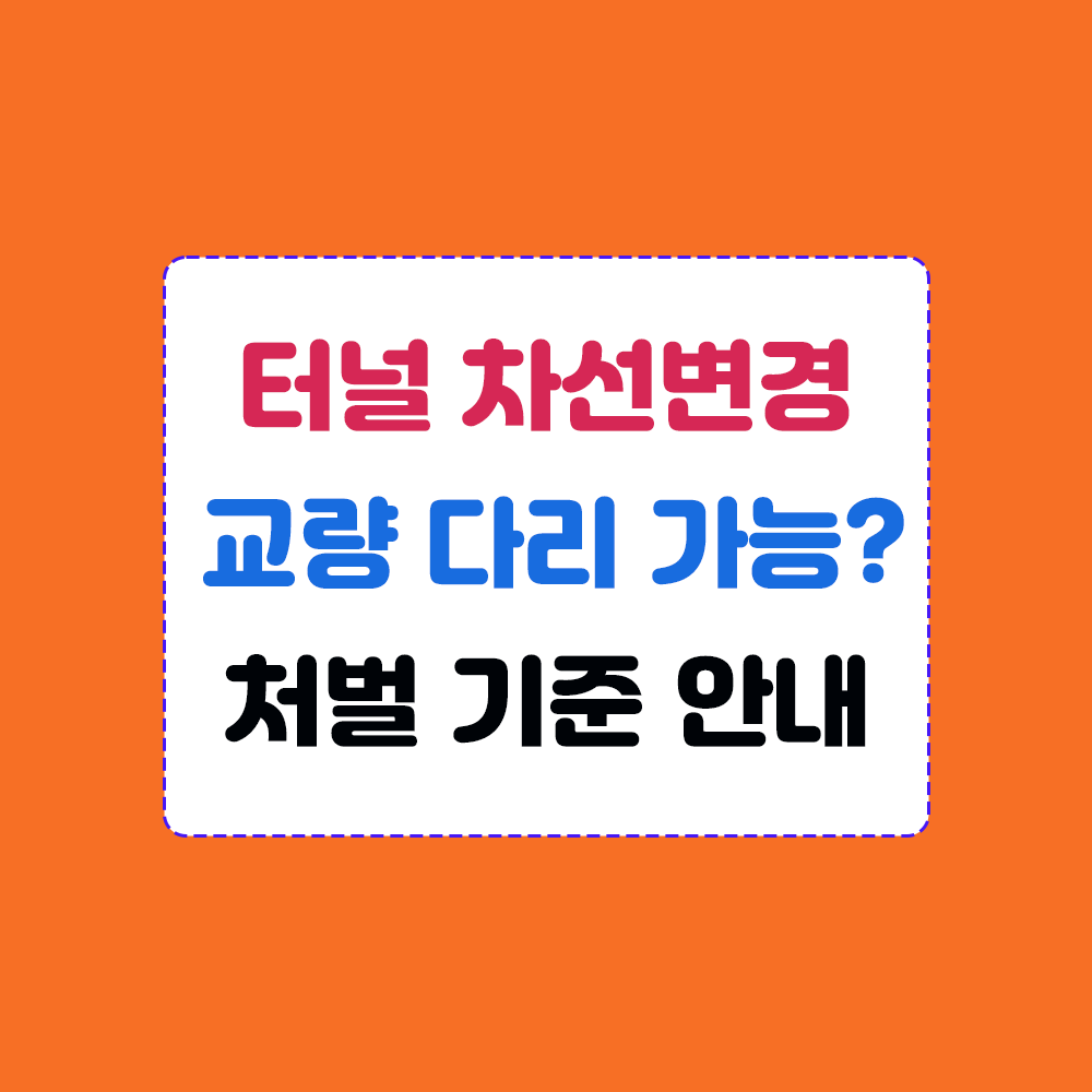 터널 차선 변경 및 다리 교량 구간 위반 기준 과태료 정보 썸네일 이미지