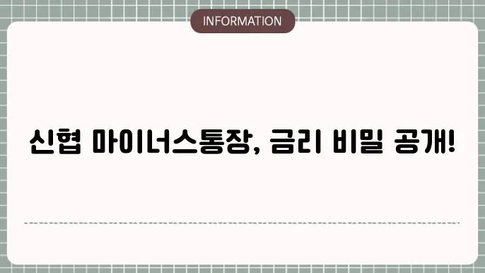 신협 마이너스통장 금리 비교 및 신청법