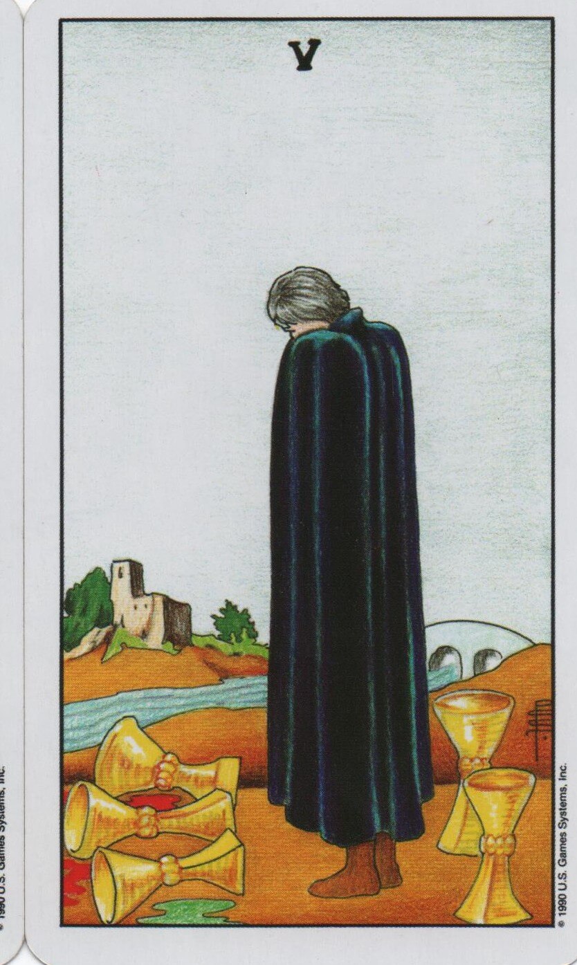  [타로 마이너카드] Five of Cups 컵 5 카드 정방향/ 역방향 뜻, 의미, 상징