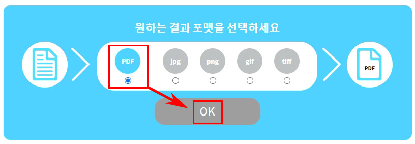 PDF 포맷 선택