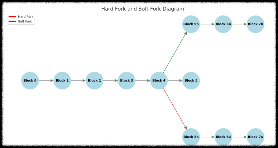 블록체인 포크(Fork) 동작 매커니즘 다이어그램