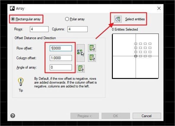 인텔리캐드 직사각형 배열 사용 방법 및 예시 2