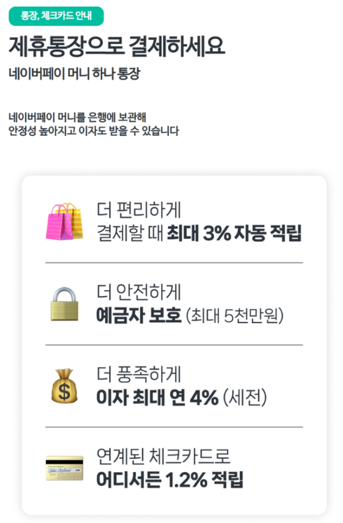  네이버 페이 머니 하나 통장 체크카드 추가(100만개)