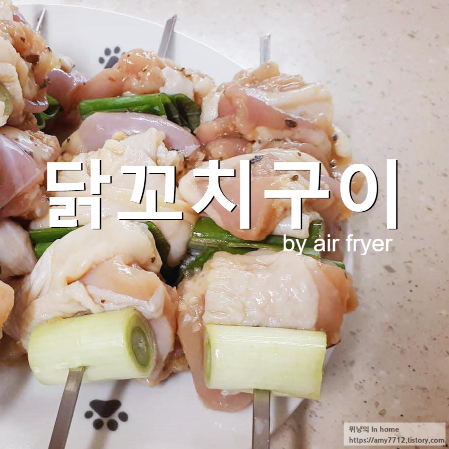  닭다리살 대파 꼬치구이 _ 에어프라이어 로티세리 기능 활용