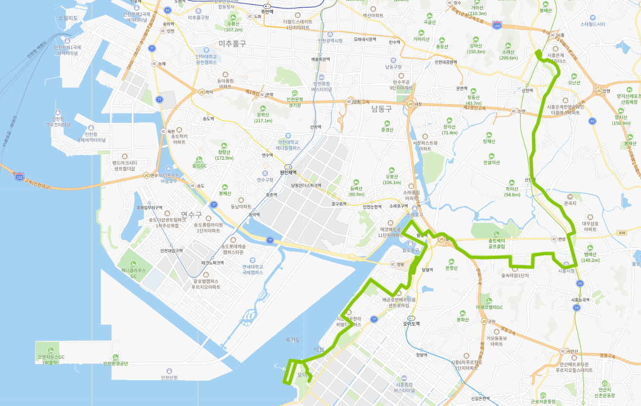  [시흥] 63번 버스 노선 정보 : 오이도, 소래포구, 시흥시청역, 시흥대야역