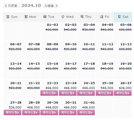 경도cc 1박 2일 골프 패키지 가격 및 날씨 (10월 22일)