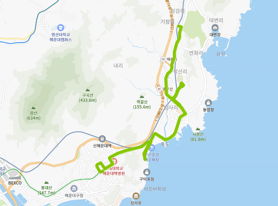 부산 185번 버스 노선, 시간표[기장, 오시리아역, 송정해수욕장, 해운대백병원, 장산역)