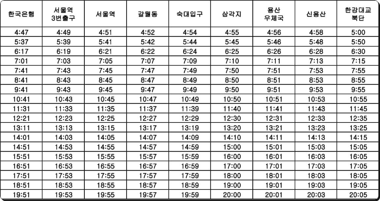 인천공항버스 6001 시간표