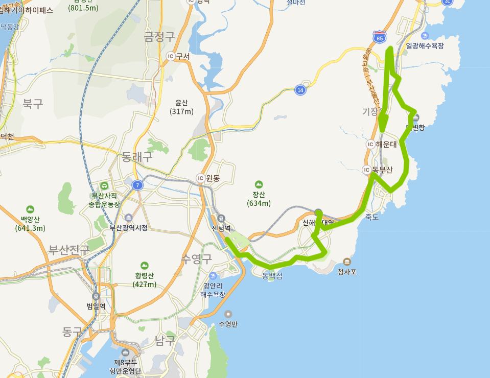  부산139번버스 노선, 시간표(기장, 용궁사, 송정역, 해운대해수욕장)