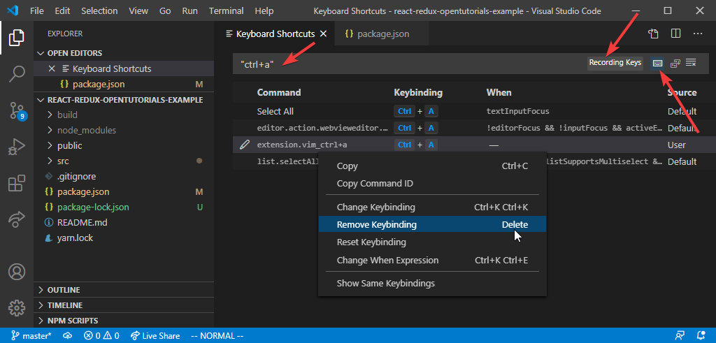 vscode-vim-extension-단축키-입력하기-스크린샷