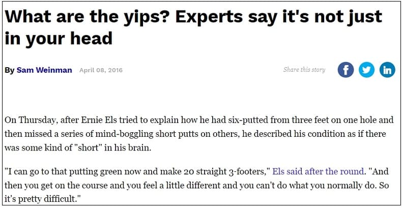 아 난 왜 이럴까...불쑥 찾아온 골프 입스(Yips) VIDEO: What are the yips? Experts say it&#39;s not just in your head