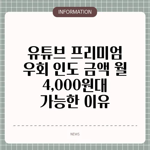 유튜브 프리미엄 우회 인도 금액 월 4,000원대 가능한 이유