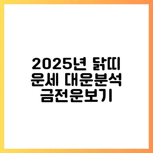 2025년 닭띠 운세 대운분석 금전운보기