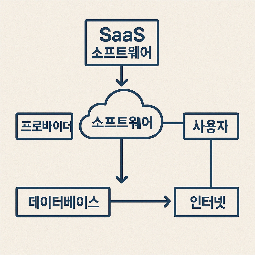 SaaS 소프트웨어의 구조와 흐름을 보여주는 다이어그램